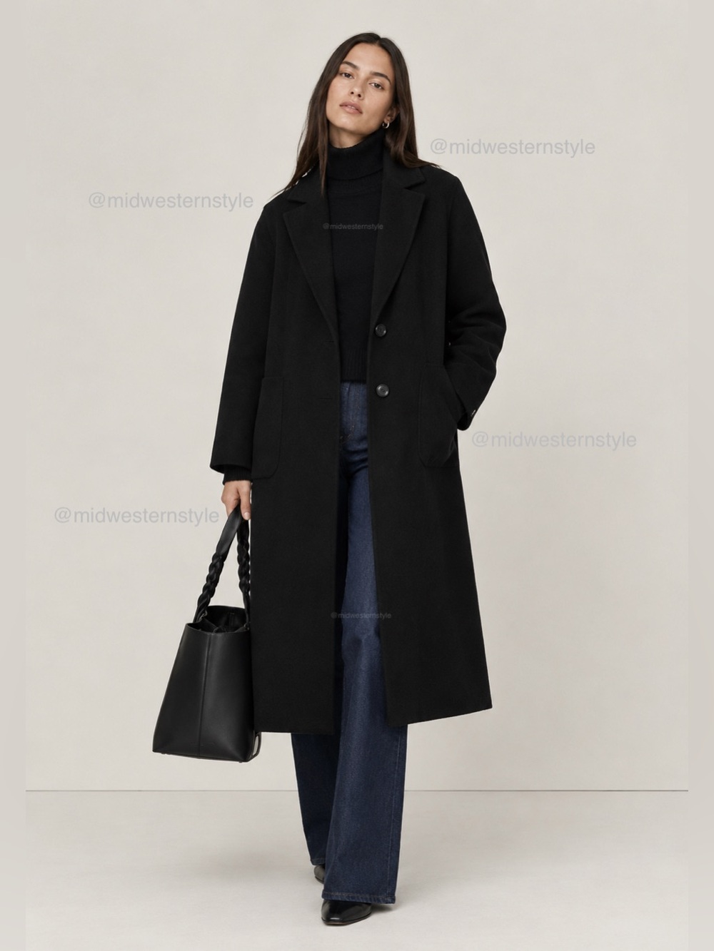 NWT! Banana Republic Black Wool Double-Faced Top Coat